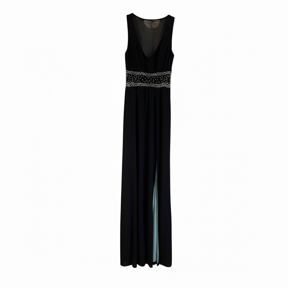 Elegant Navy Blue Sleeveless Formal Dress